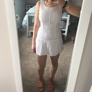 Signature8 Floral Eyelet White Peplum Mini Dress